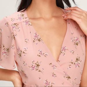 Lulu's Dresses - NWT Lulus Blush Pink Floral Print Midi Wrap Dress Lulu's Dresses - NWT Lulus Blush Pink Floral Print Midi Wrap Dress